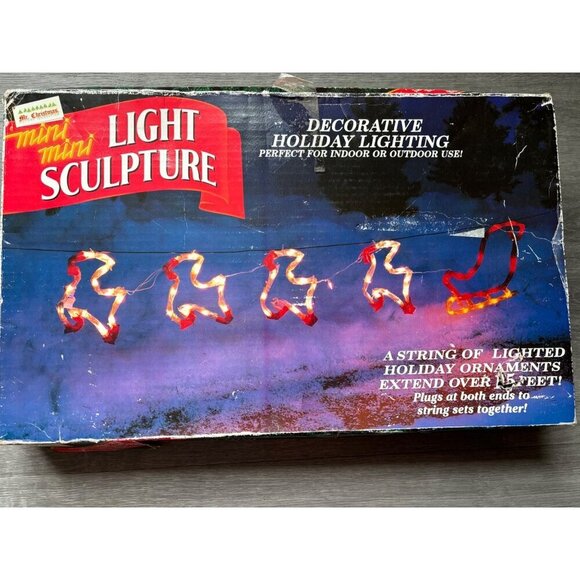 Vtg Mini Light Sculpture Holiday Lighting 5 FT String Indoor/Outdoor - Picture 1 of 9